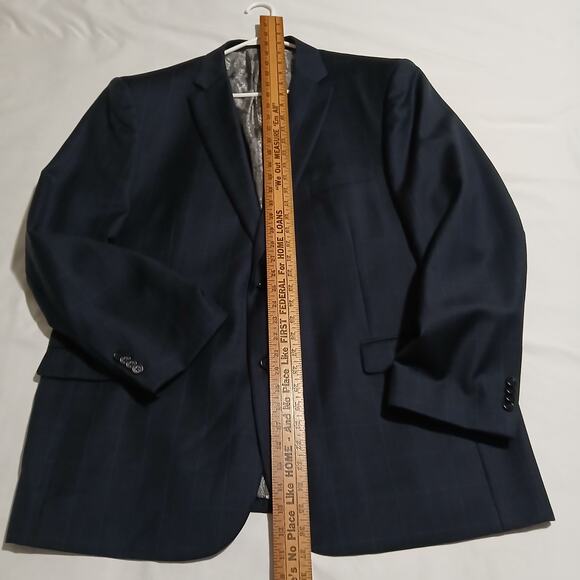 Joseph Abboud Men's 50L 100% Wool Deep Blue Window-Pane Plaid Blazer Lined - Picture 14 of 15